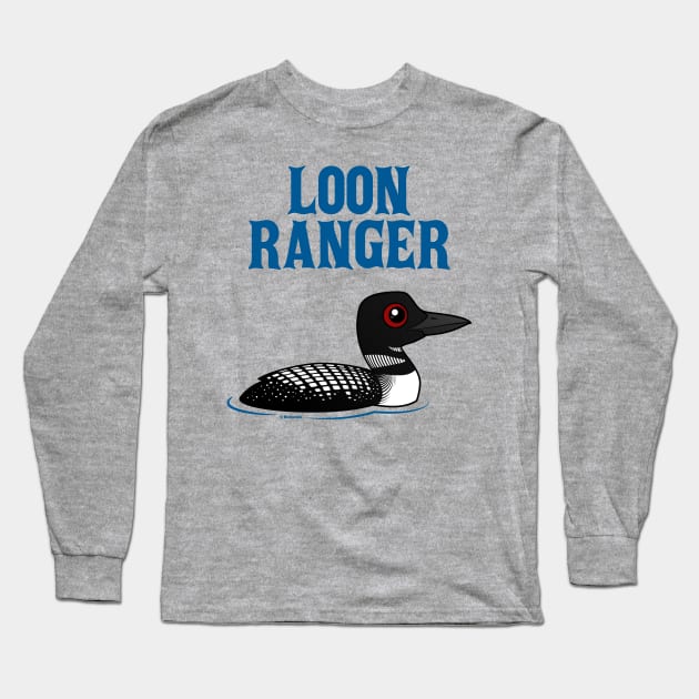 Funny Cartoon Loon Ranger Long Sleeve T-Shirt by birdorable